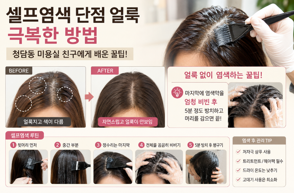 셀프염색 얼룩 줄이는 방법과 뿌리염색 꿀팁 정리 이미지